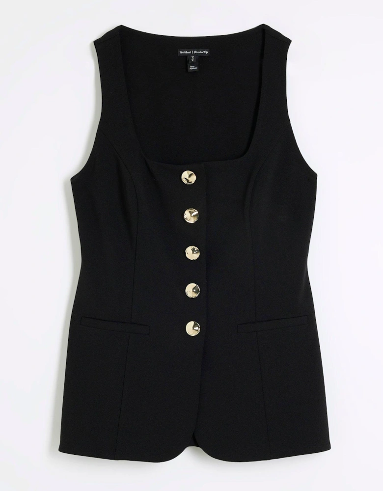 Square Neck Waistcoat - Black