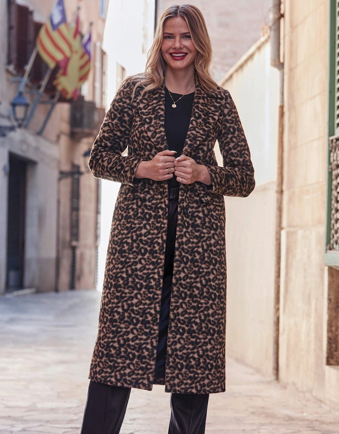 Leopard Print Longline Formal Coat - Multi