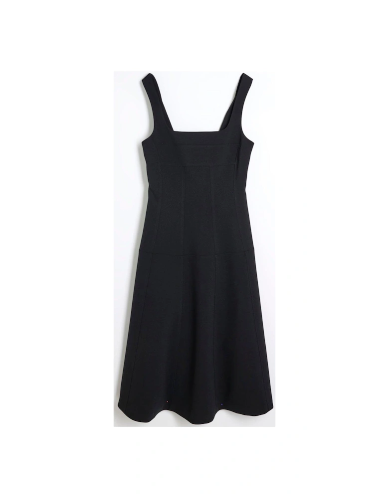 Tailored Seamed Midi Dress - Black