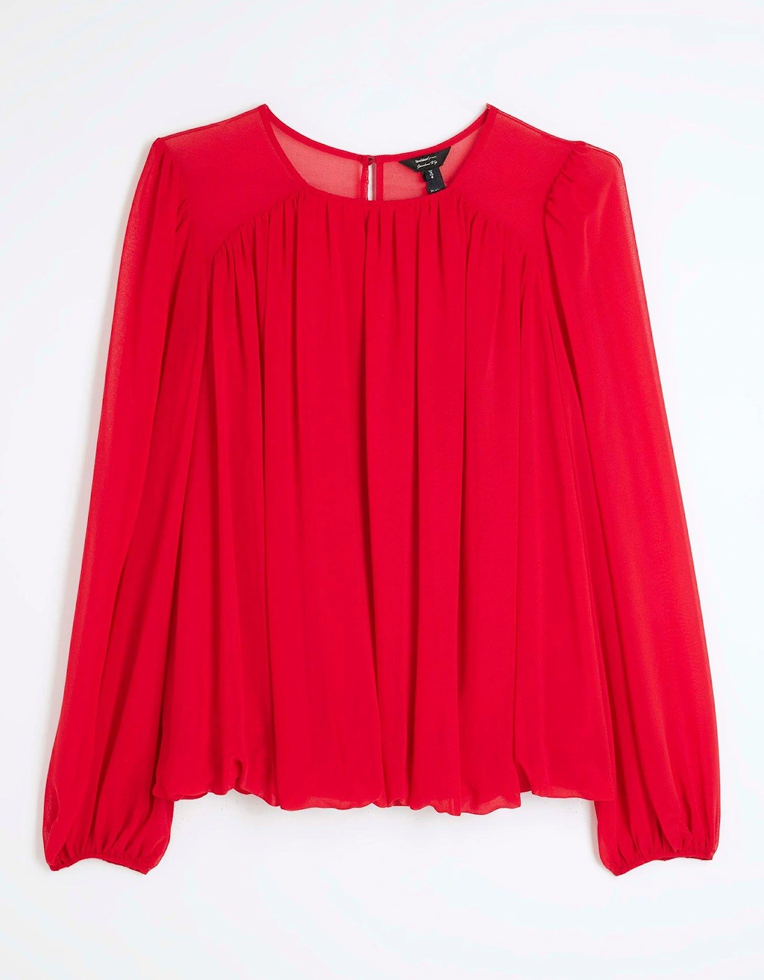 Volume Gathered Bubble Blouse - Red