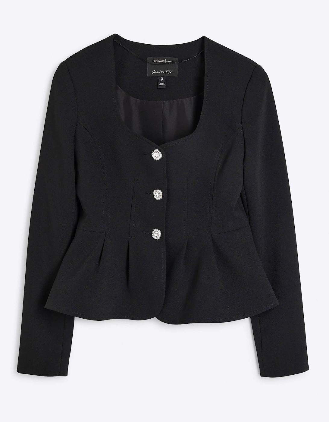 Fitted Peplum Blazer - Black