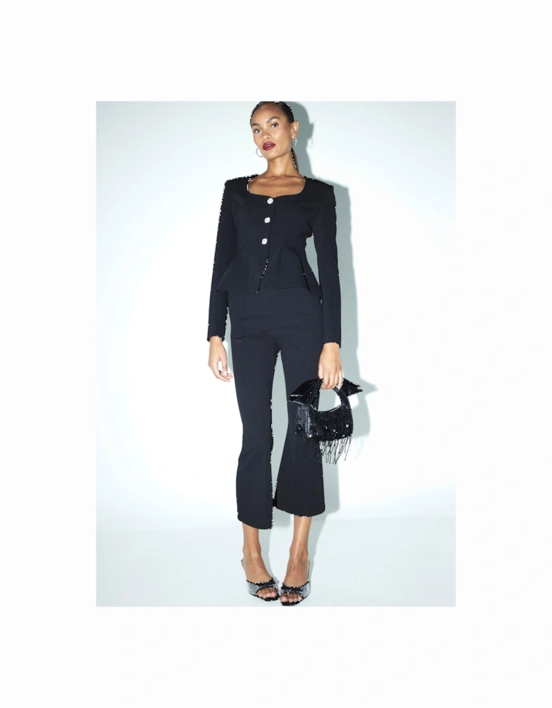 Fitted Peplum Blazer - Black