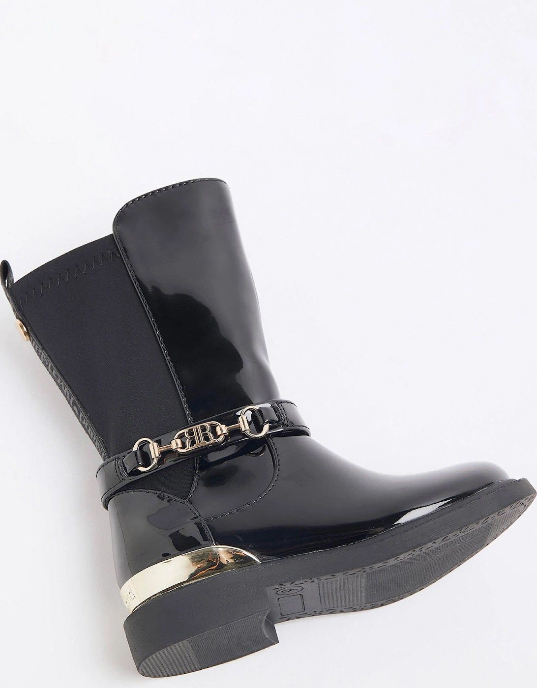 Patent Knee High Boots - Black