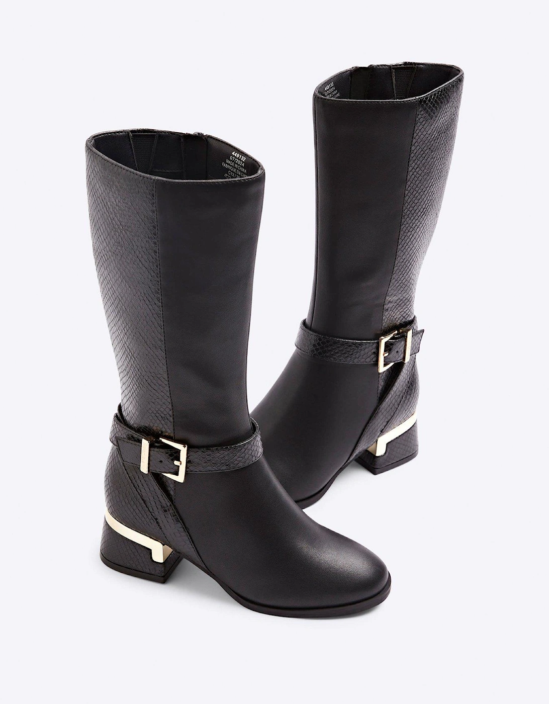 Older Girl Heeled Knee High Boots - Black