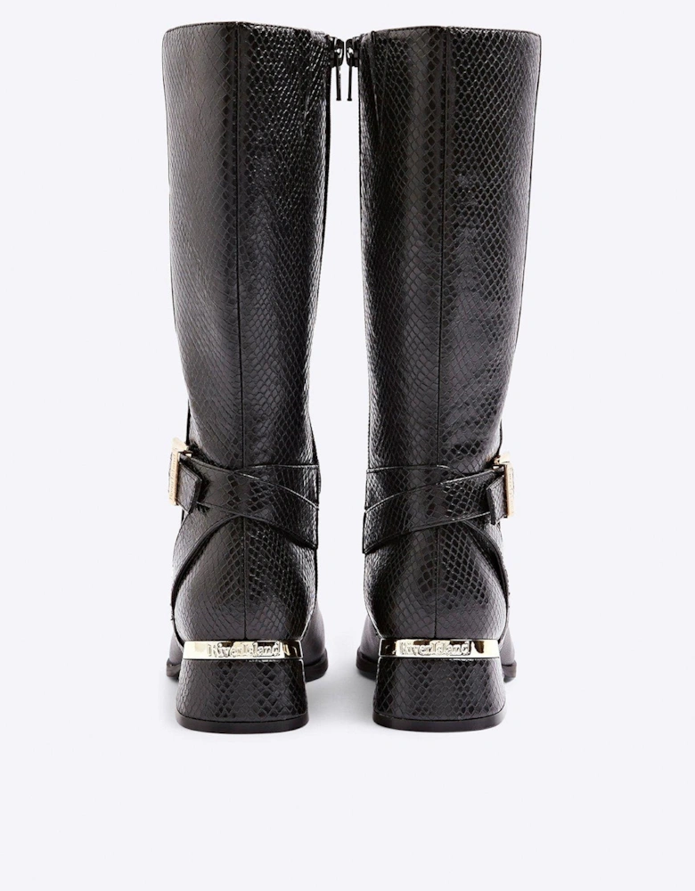 Older Girl Heeled Knee High Boots - Black