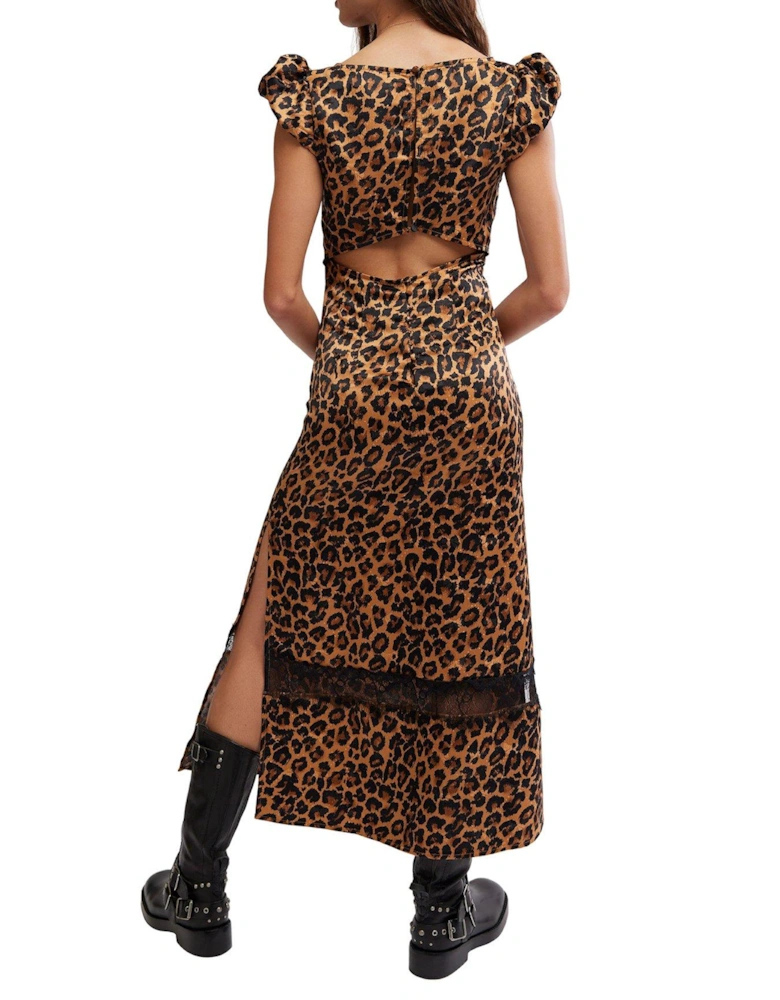 Foolish Leopard Printed Midi Dress - Brown