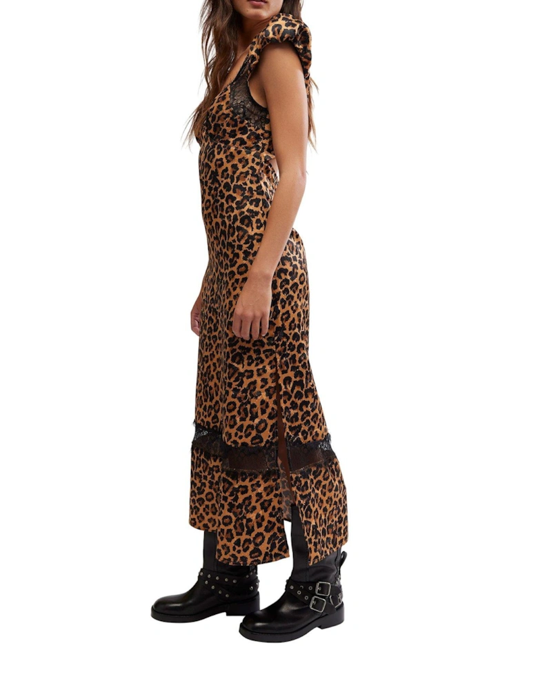 Foolish Leopard Printed Midi Dress - Brown