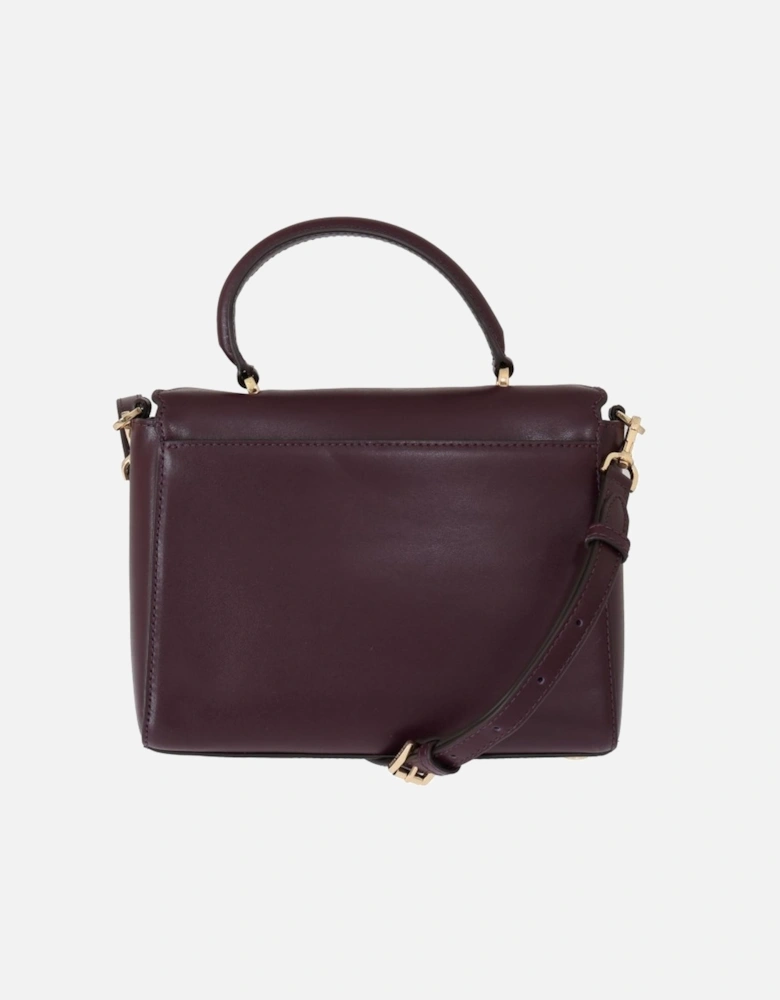 Exquisite Purple Leather Shoulder Bag with Gold-Tone Hardware Women