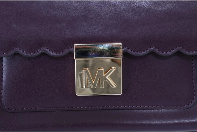 Exquisite Purple Leather Shoulder Bag with Gold-Tone Hardware Women