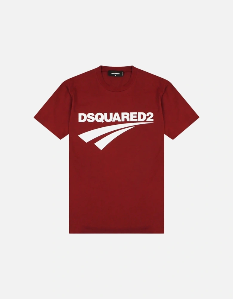 Cigarette Fit Brand Logo Burgundy T-Shirt