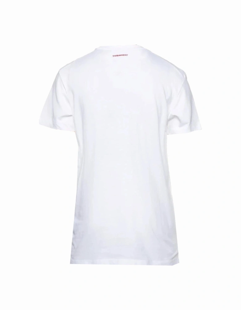 Cigarette Fit Bubble DSQ2 Logo White T-Shirt