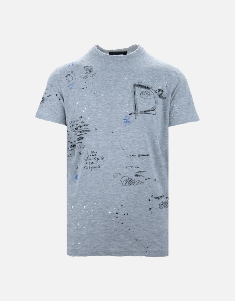 Cigarette Fit Scribble Logo Grey T-Shirt