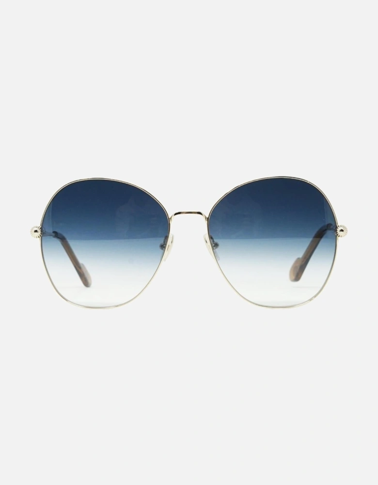 Gradient Blue Lens Gold Sunglasses