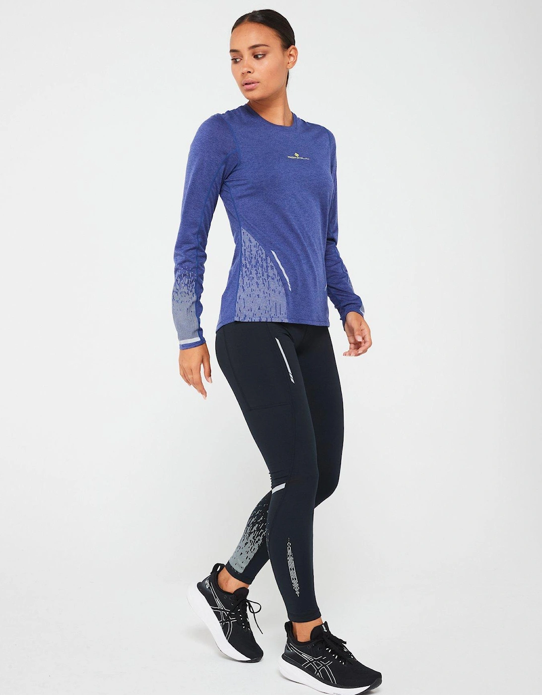 Womens Tech Reflect Running Long Sleeved Tee-purple