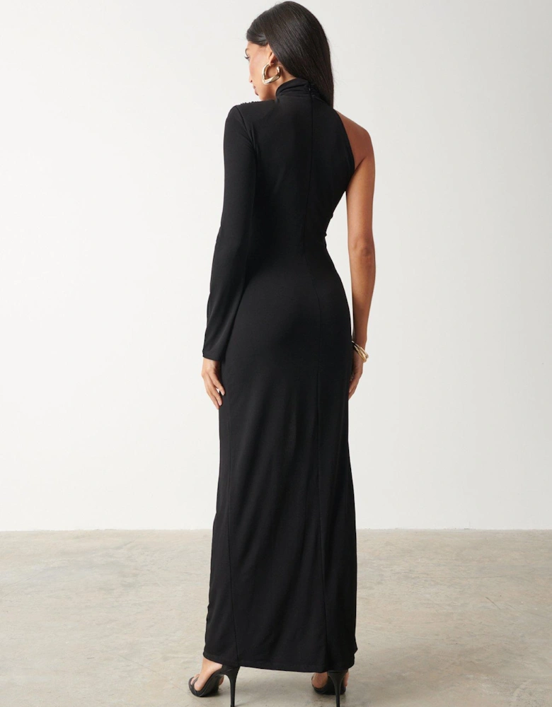 One Shoulder Maxi Dress - Black