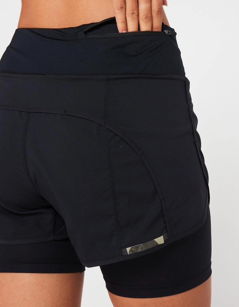 Womens Tech Running 4.5inch Short-back - Black