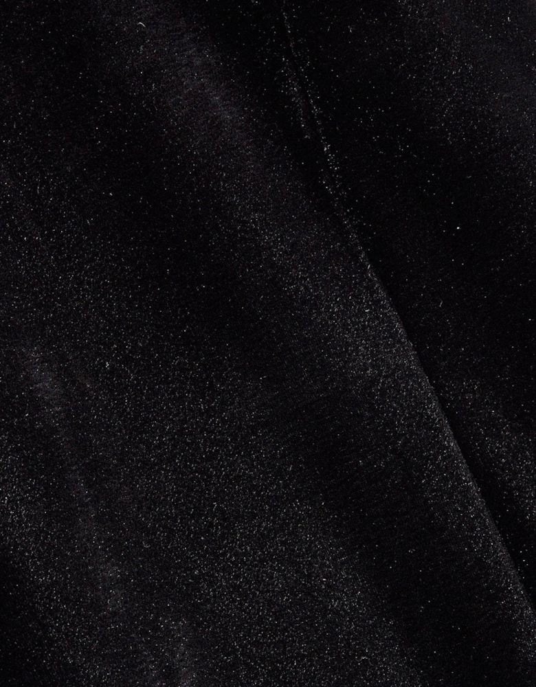 Velvet Feather Hem Dress - Black