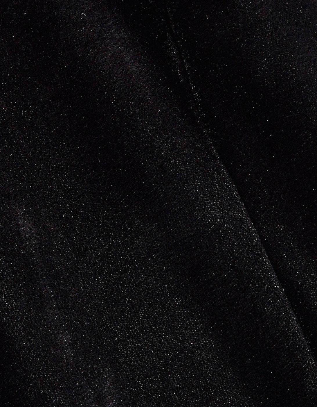 Velvet Feather Hem Dress - Black