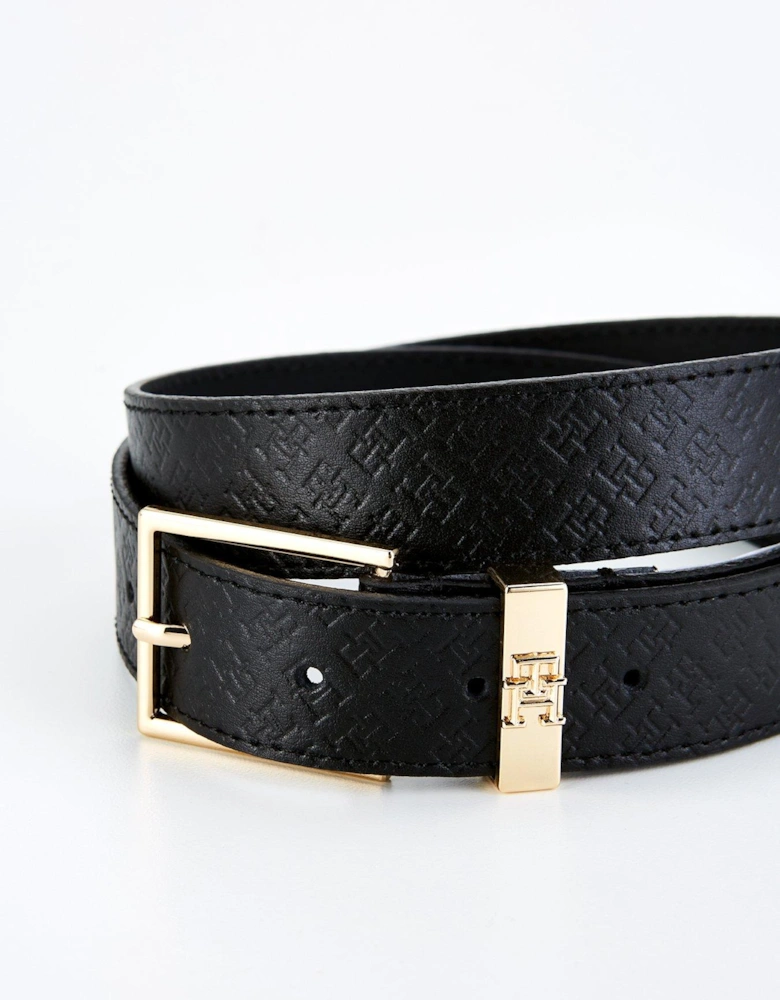 Monogram Square Buckle Belt - Black