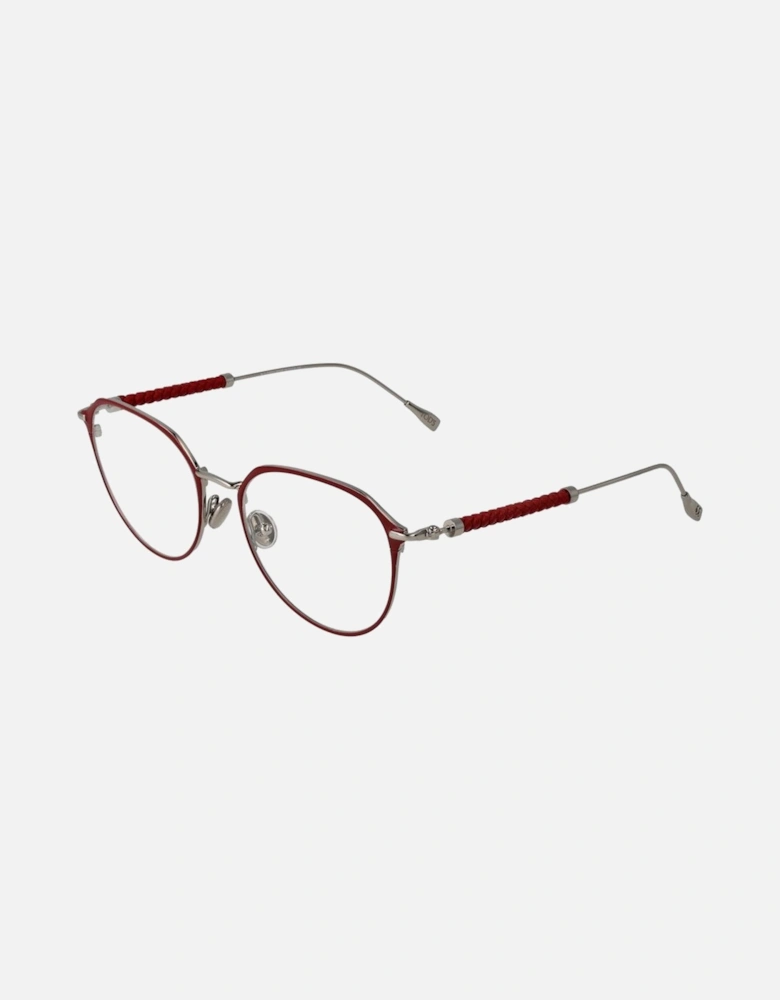 Round Metal Frame Glasses with Demo Lenses Women - Red