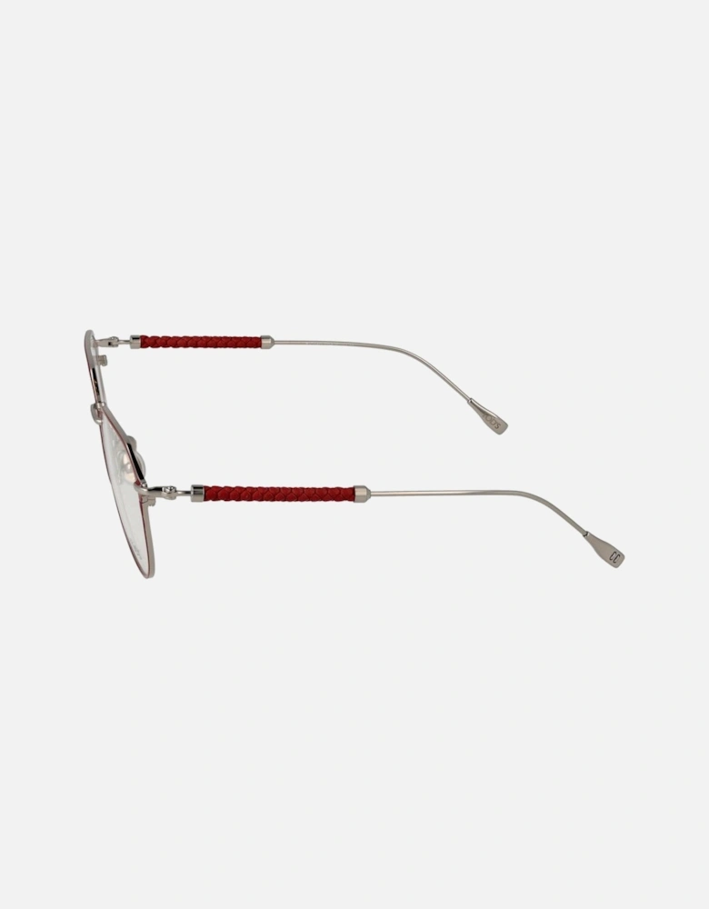 Round Metal Frame Glasses with Demo Lenses Women - Red