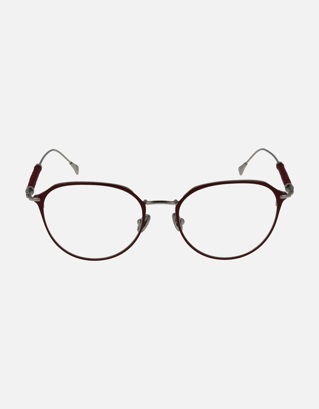 Round Metal Frame Glasses with Demo Lenses Women - Red