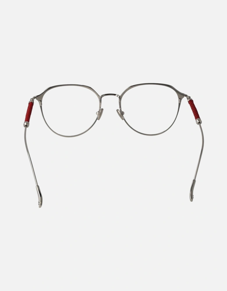 Round Metal Frame Glasses with Demo Lenses Women - Red