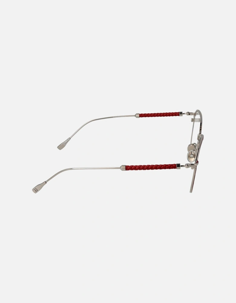 Round Metal Frame Glasses with Demo Lenses Women - Red
