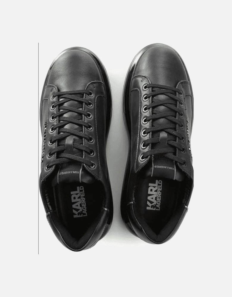 Kapri Cushion Emboss Logo Black Leather Trainer