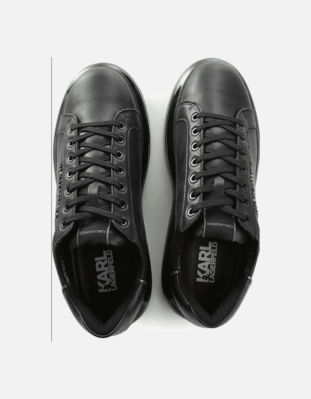 Kapri Cushion Emboss Logo Black Leather Trainer