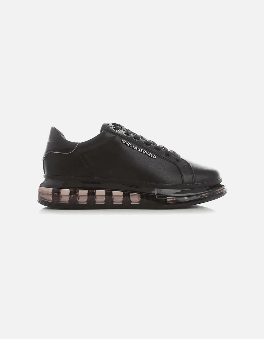 Kapri Cushion Emboss Logo Black Leather Trainer, 5 of 4