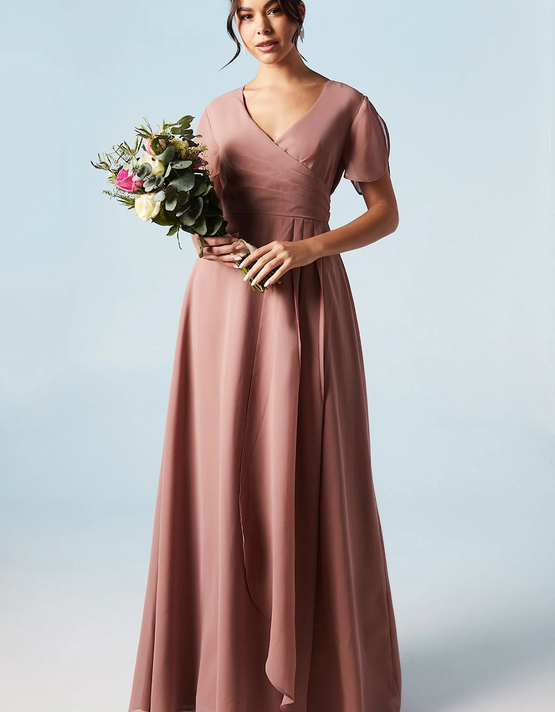 Petal Sleeve Chiffon Bridesmaids Maxi Dress, 6 of 5