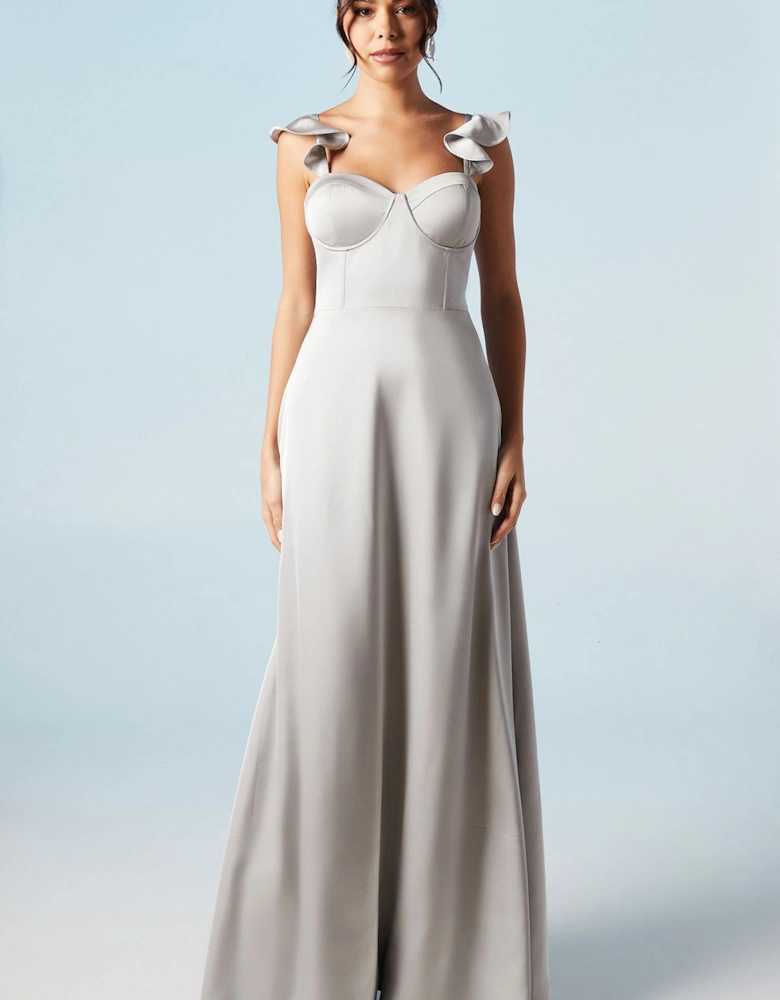 Fitted Bodice Satin Bridesmaids Dress