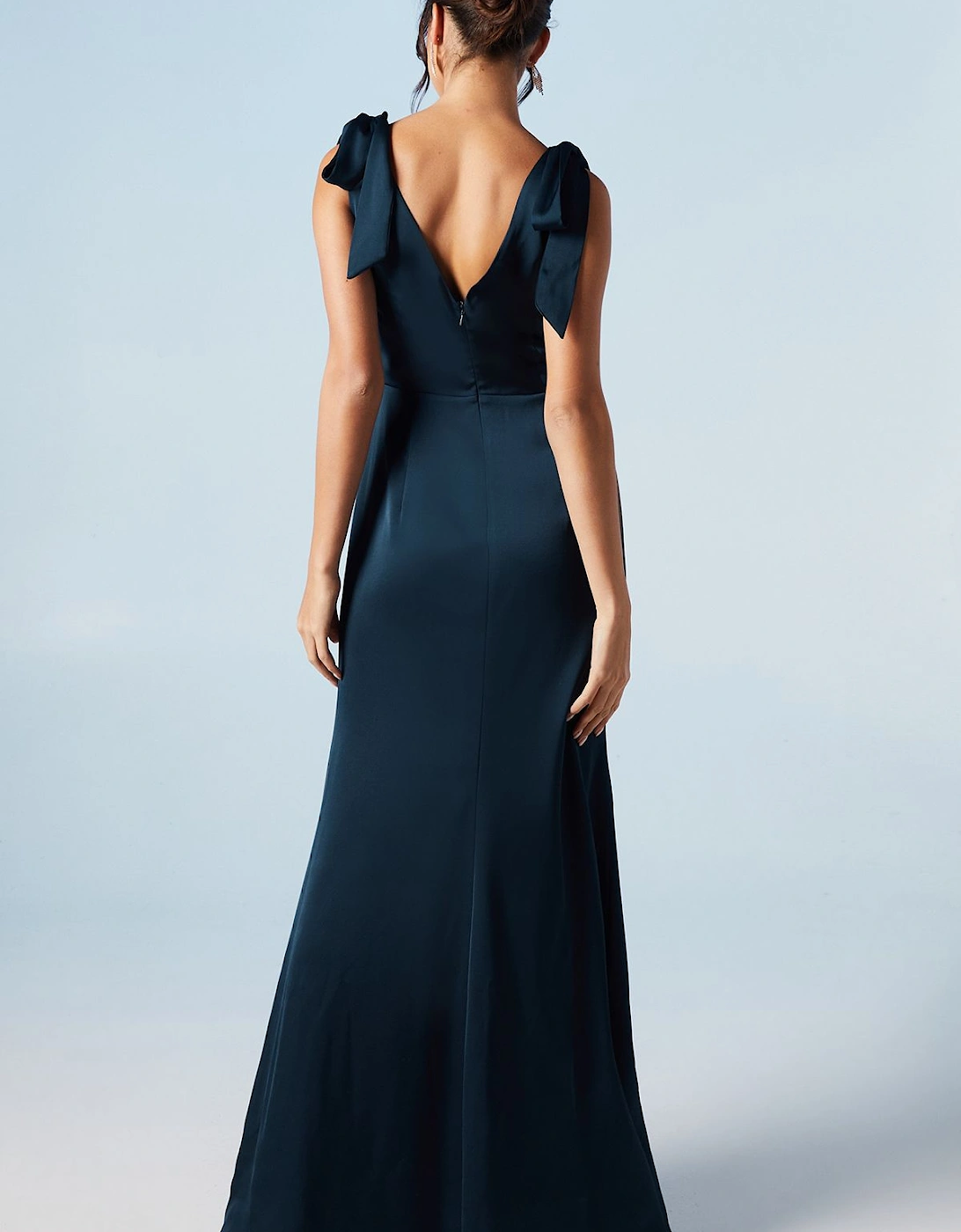 Satin Back Crepe Tie Shoulder Bridesmaids Dress