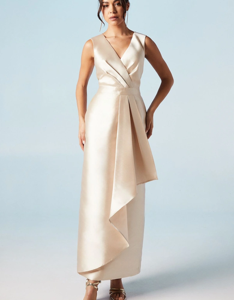 Ruffle Skirt Twill Bridesmaids Dress