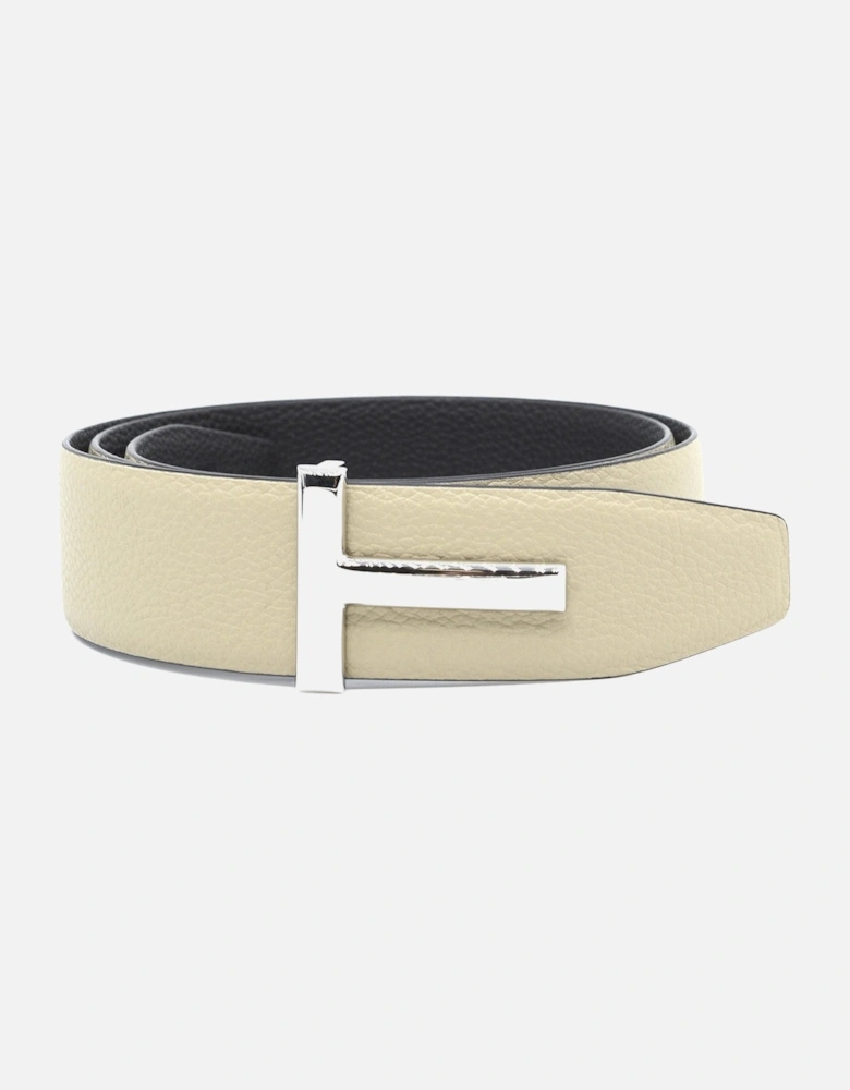 Reversible Leather T Belt 40mm Beige