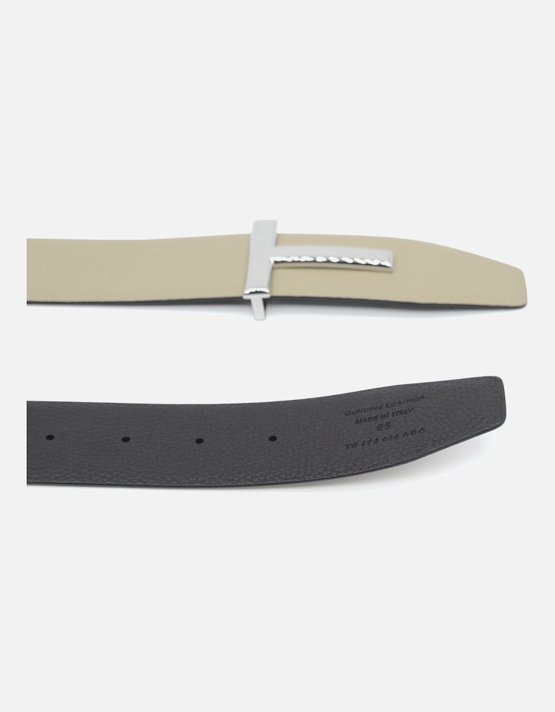 Reversible Leather T Belt 40mm Beige