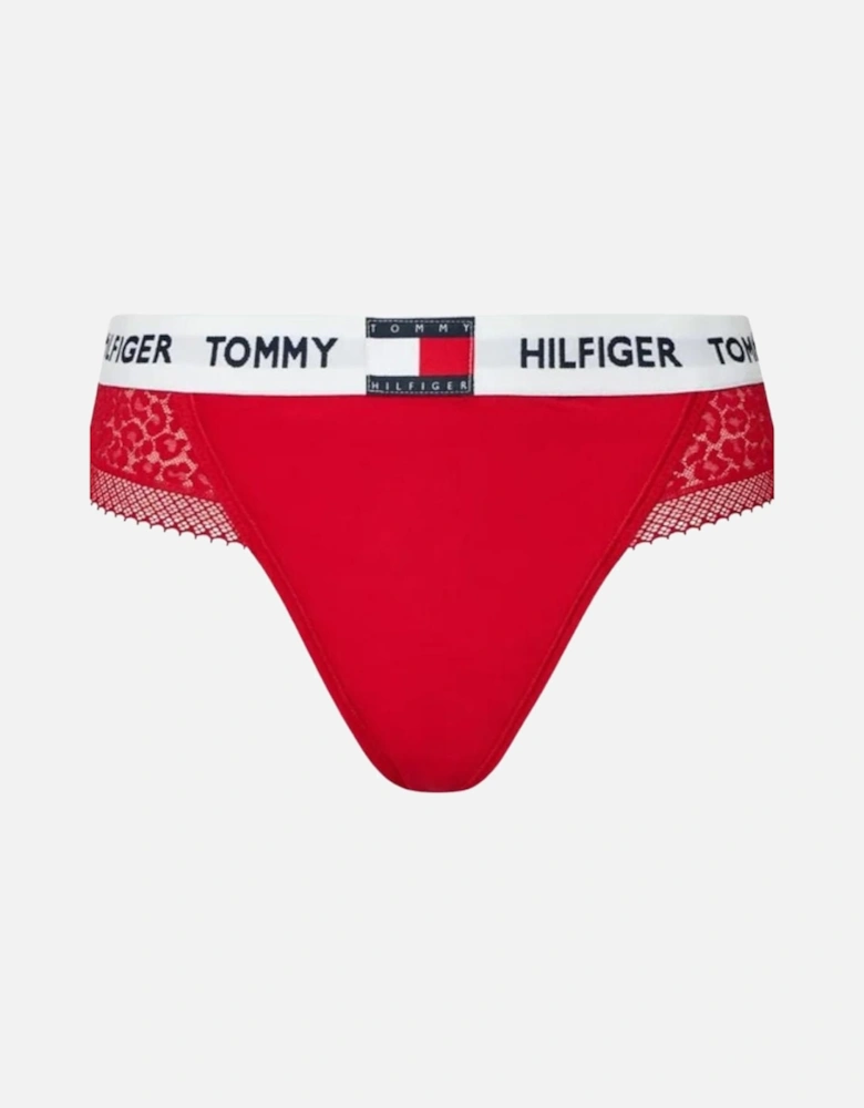 Heritage Logo Lace Thong, Red