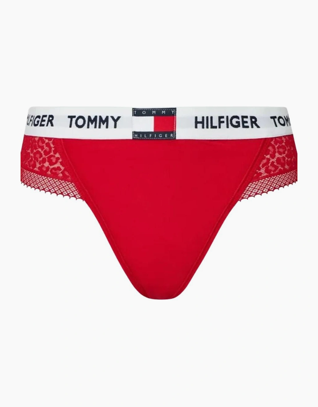 Tommy Hilfiger Women's Red Heritage Logo Lace Thong,  14 L