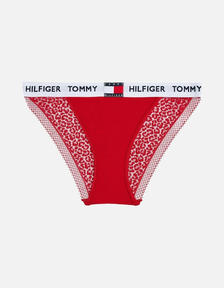 Heritage Logo Lace Tanga Bikini Brief, Red