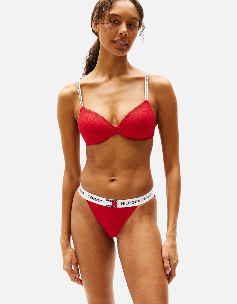 Heritage Logo Lace Tanga Bikini Brief, Red