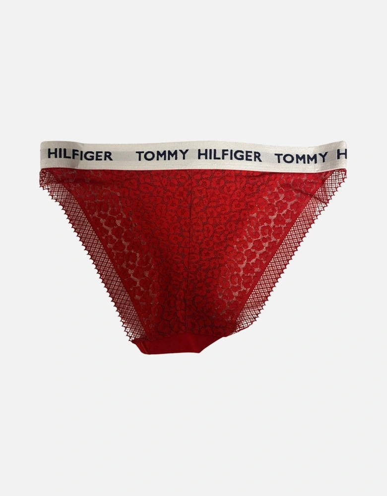 Heritage Logo Lace Tanga Bikini Brief, Red