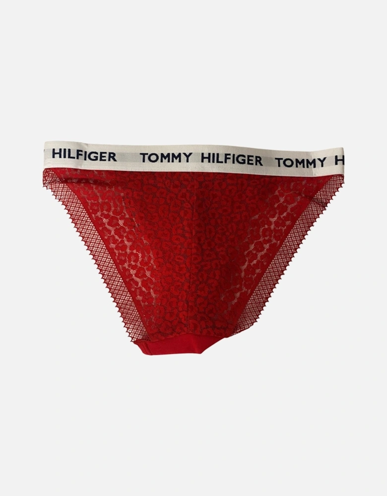 Heritage Logo Lace Tanga Bikini Brief, Red