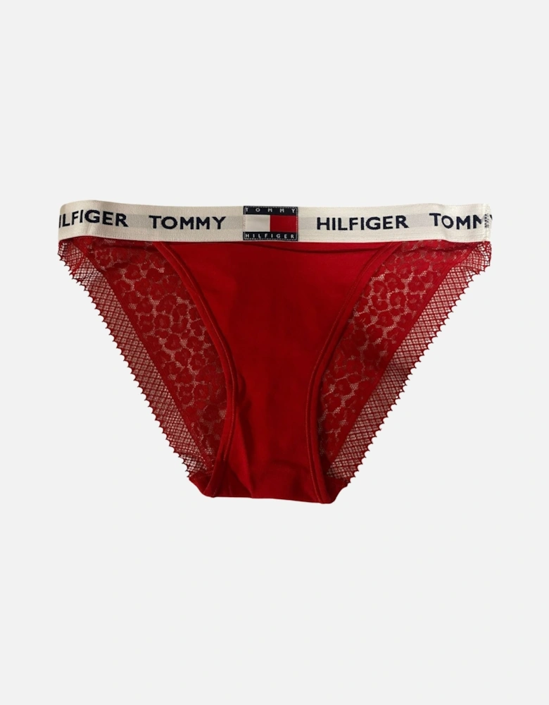 Heritage Logo Lace Tanga Bikini Brief, Red