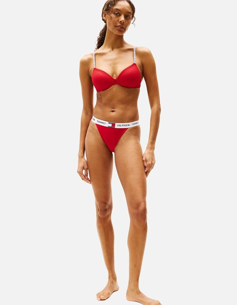 Heritage Logo Lace Tanga Bikini Brief, Red