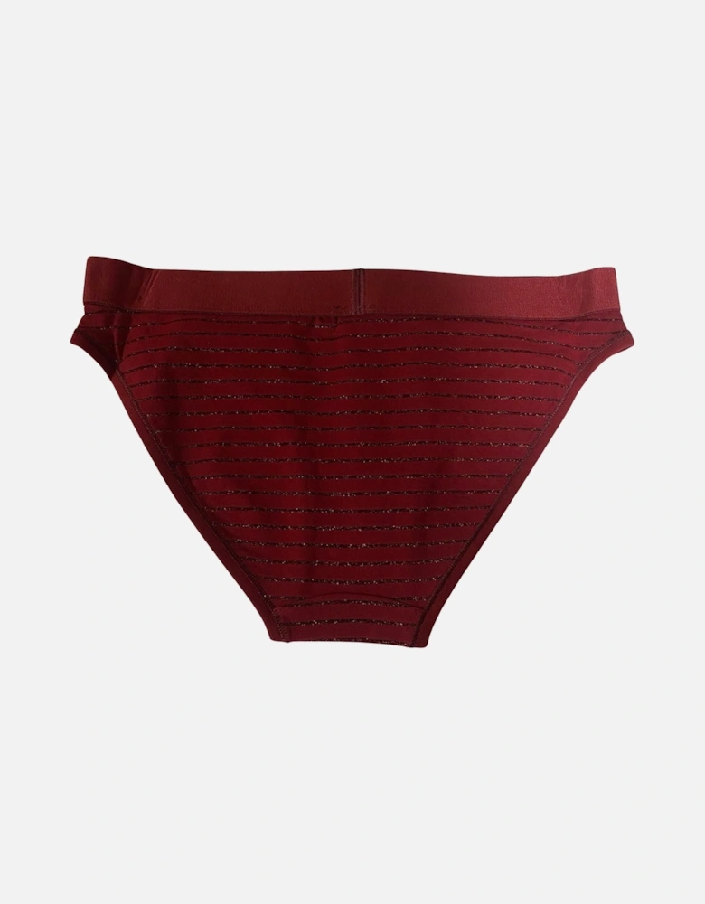 Lurex Pinstripe Bikini Brief, Deep Rouge