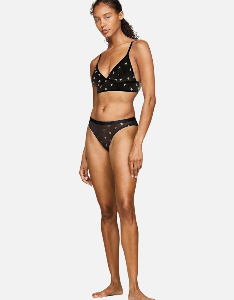 Silver Stars Lace Bikini Brief, Black