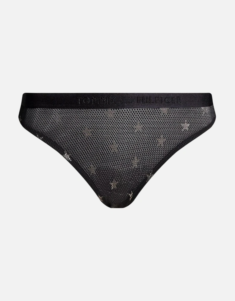 Silver Stars Lace Bikini Brief, Black