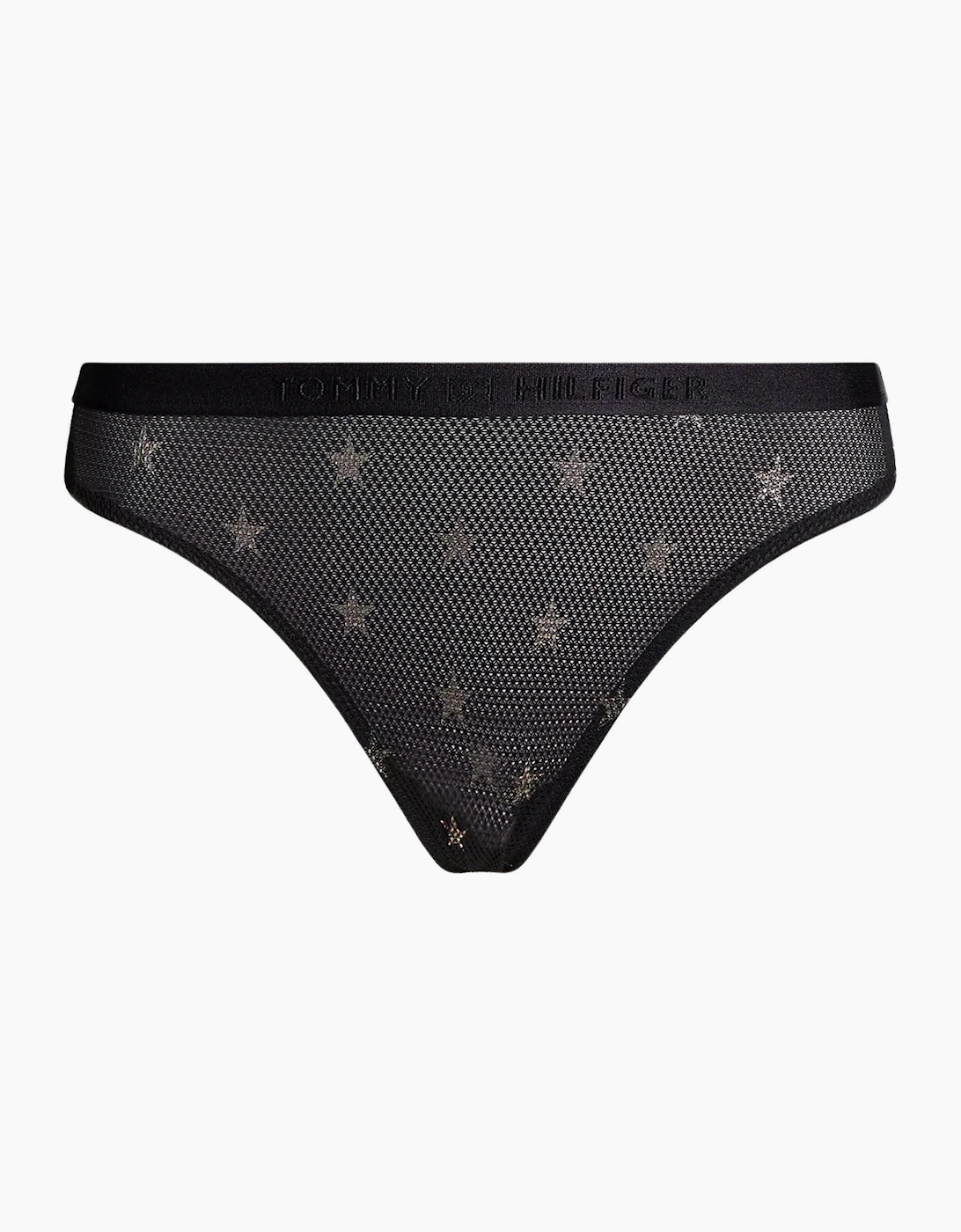 Tommy Hilfiger Women's Silver Stars Lace Thong, Black - Size: 14