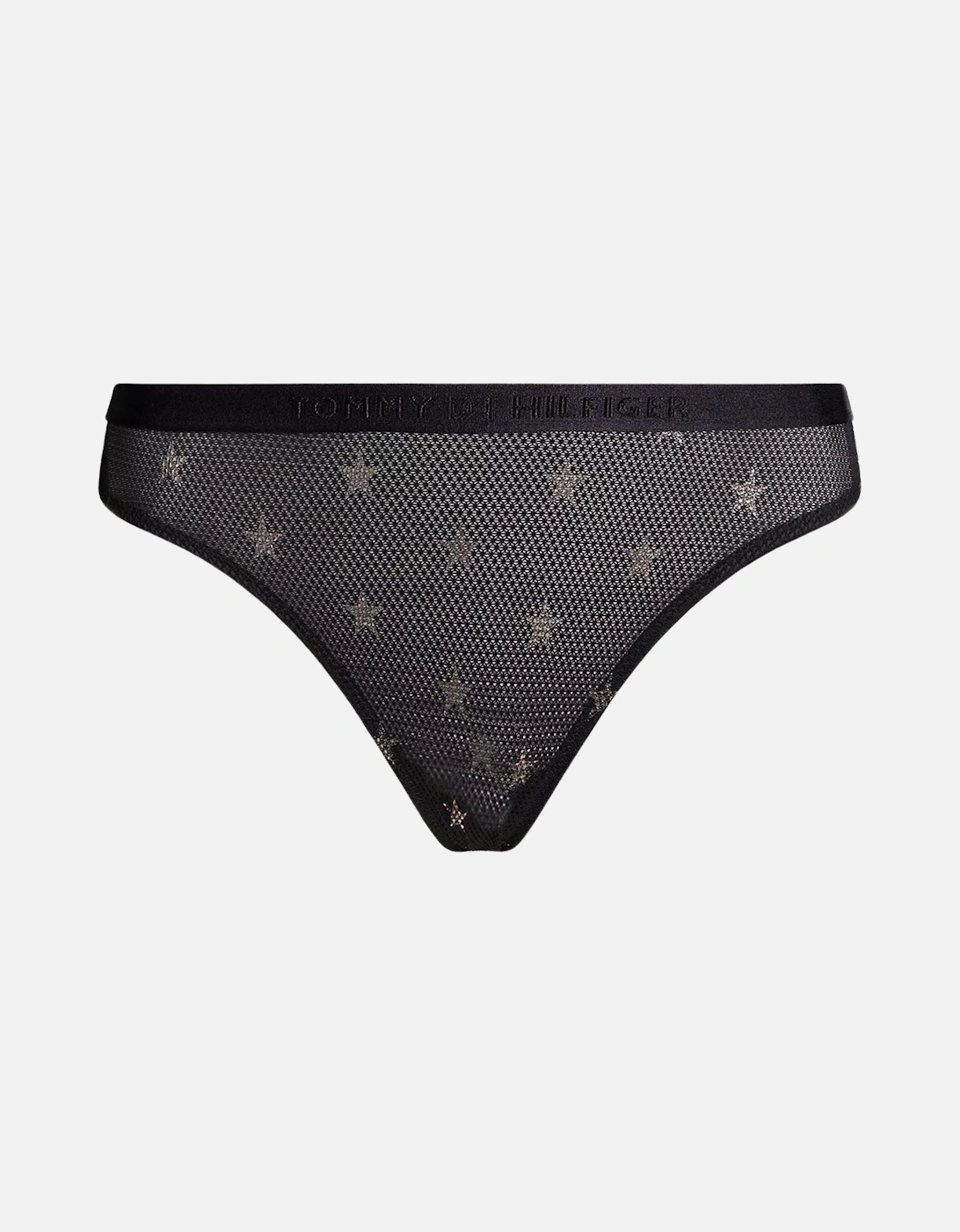 Silver Stars Lace Thong, Black, 6 of 5